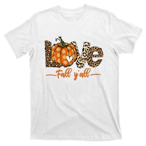 Hello Fall Pumpkin Love Fall YAll Leopard Peace Love Fall T-Shirt