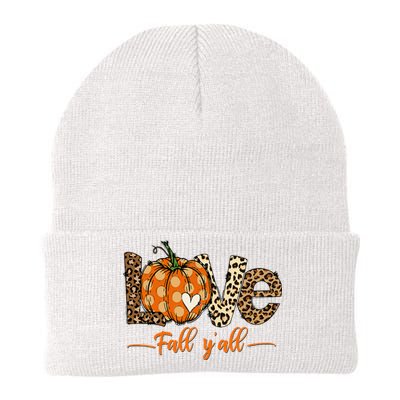 Hello Fall Pumpkin Love Fall YAll Leopard Peace Love Fall Knit Cap Winter Beanie