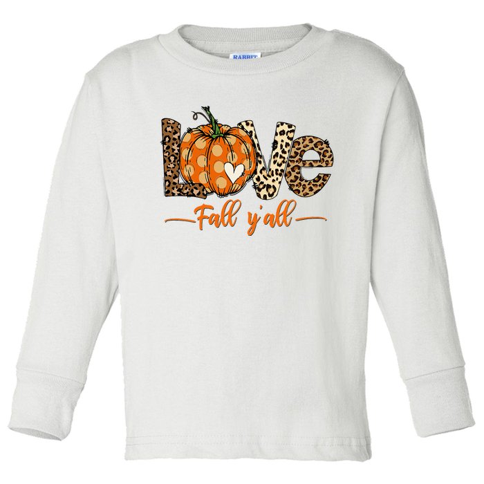 Hello Fall Pumpkin Love Fall YAll Leopard Peace Love Fall Toddler Long Sleeve Shirt