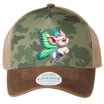 Happy Flying Pig With Butterfly Wings Fly Pig Lovers Legacy Tie Dye Trucker Hat