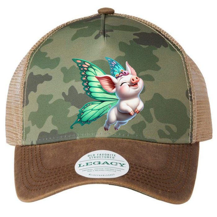 Happy Flying Pig With Butterfly Wings Fly Pig Lovers Legacy Tie Dye Trucker Hat