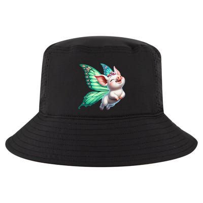 Happy Flying Pig With Butterfly Wings Fly Pig Lovers Cool Comfort Performance Bucket Hat