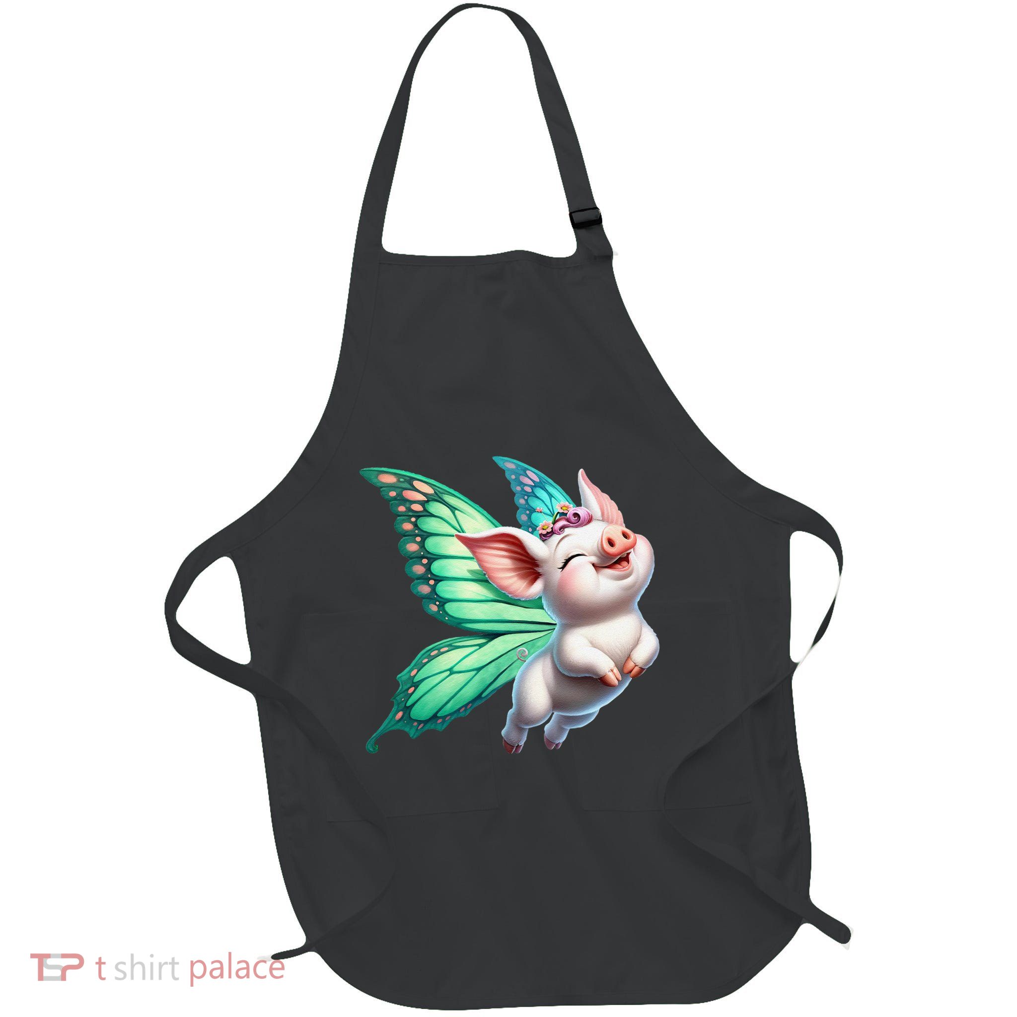 Happy Flying Pig With Butterfly Wings Fly Pig Lovers Apron