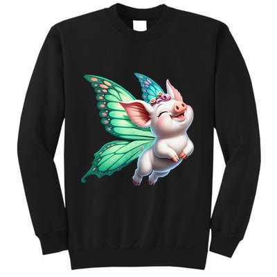 Happy Flying Pig With Butterfly Wings Fly Pig Lovers Sweatshirt
