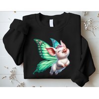 Happy Flying Pig With Butterfly Wings Fly Pig Lovers Sweatshirt