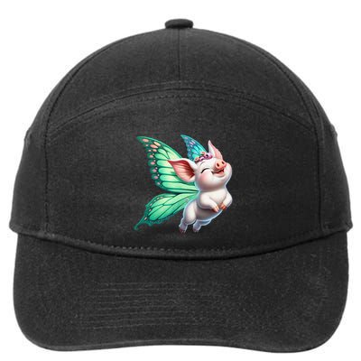 Happy Flying Pig With Butterfly Wings Fly Pig Lovers 7-Panel Snapback Hat