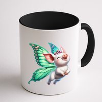 Happy Flying Pig With Butterfly Wings Fly Pig Lovers Mug