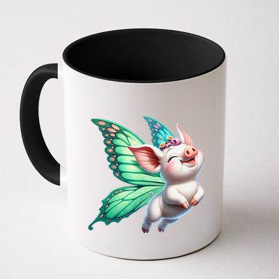 Happy Flying Pig With Butterfly Wings Fly Pig Lovers Mug