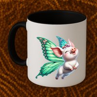 Happy Flying Pig With Butterfly Wings Fly Pig Lovers Mug