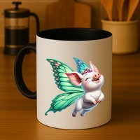 Happy Flying Pig With Butterfly Wings Fly Pig Lovers Mug