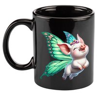 Happy Flying Pig With Butterfly Wings Fly Pig Lovers 11oz C Handle Ceramic Mug