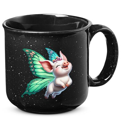 Happy Flying Pig With Butterfly Wings Fly Pig Lovers 15oz Campfire Ceramic Mug