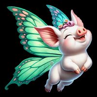 Happy Flying Pig With Butterfly Wings Fly Pig Lovers Drawstring Bag