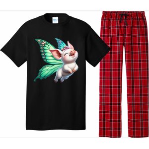 Happy Flying Pig With Butterfly Wings Fly Pig Lovers Pajama Set