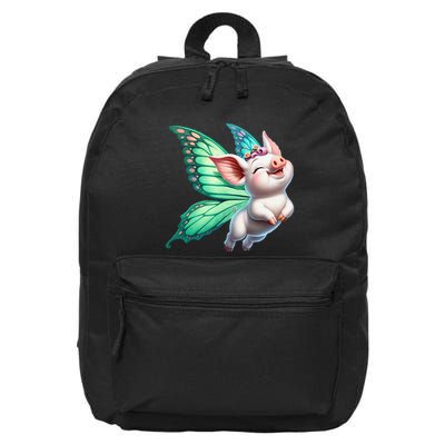 Happy Flying Pig With Butterfly Wings Fly Pig Lovers 16 in Basic Backpack