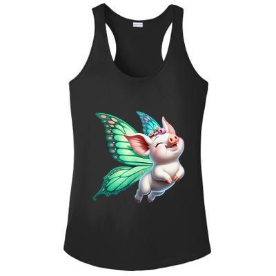 Happy Flying Pig With Butterfly Wings Fly Pig Lovers Ladies PosiCharge Competitor Racerback Tank