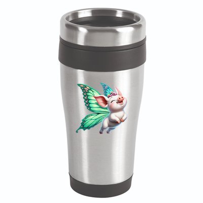 Happy Flying Pig With Butterfly Wings Fly Pig Lovers 16oz Travel Tumbler