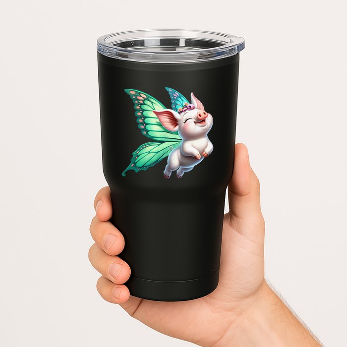 Happy Flying Pig With Butterfly Wings Fly Pig Lovers Tumbler