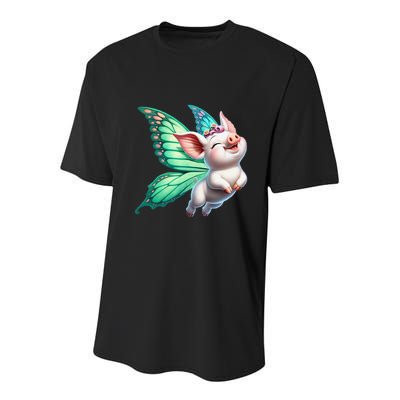 Happy Flying Pig With Butterfly Wings Fly Pig Lovers Youth Performance Sprint T-Shirt