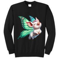 Happy Flying Pig With Butterfly Wings Fly Pig Lovers Tall Sweatshirt