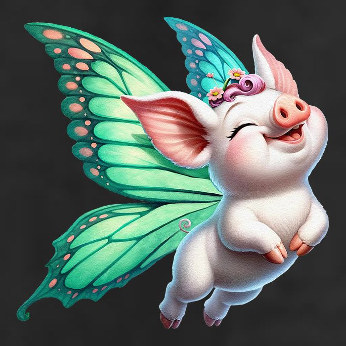 Happy Flying Pig With Butterfly Wings Fly Pig Lovers 25L Jumbo Tote