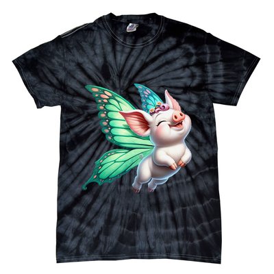 Happy Flying Pig With Butterfly Wings Fly Pig Lovers Tie-Dye T-Shirt