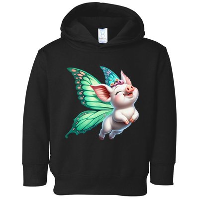 Happy Flying Pig With Butterfly Wings Fly Pig Lovers Toddler Hoodie