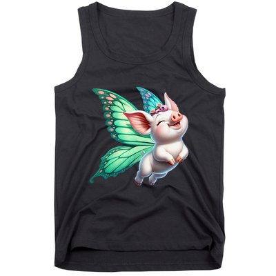 Happy Flying Pig With Butterfly Wings Fly Pig Lovers Tank Top