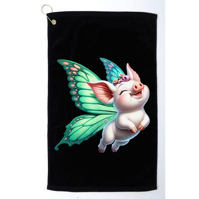 Happy Flying Pig With Butterfly Wings Fly Pig Lovers Golf Towel