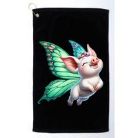 Happy Flying Pig With Butterfly Wings Fly Pig Lovers Golf Towel