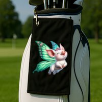 Happy Flying Pig With Butterfly Wings Fly Pig Lovers Golf Towel