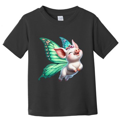 Happy Flying Pig With Butterfly Wings Fly Pig Lovers Toddler T-Shirt