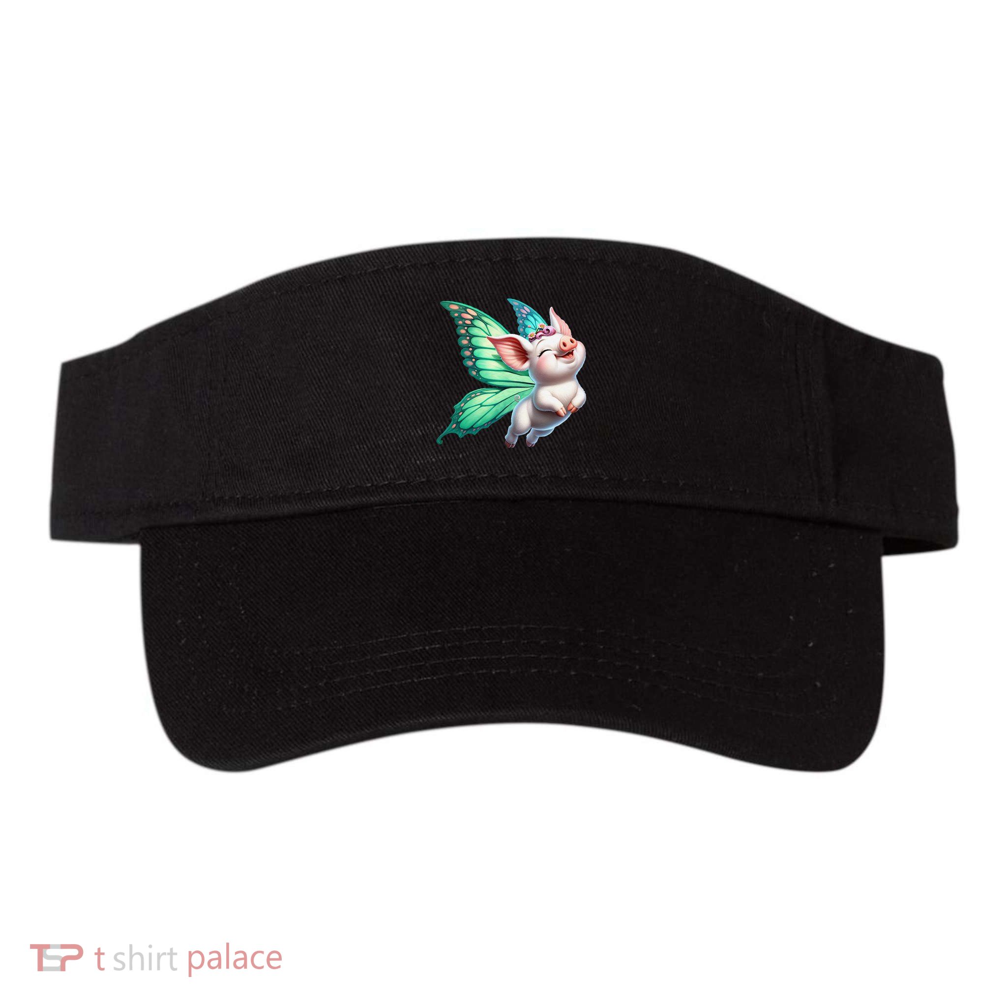 Happy Flying Pig With Butterfly Wings Fly Pig Lovers Visor