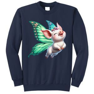 Happy Flying Pig With Butterfly Wings Fly Pig Lovers Sweatshirt