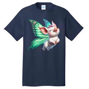 Happy Flying Pig With Butterfly Wings Fly Pig Lovers Tall T-Shirt