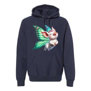 Happy Flying Pig With Butterfly Wings Fly Pig Lovers Premium Hoodie