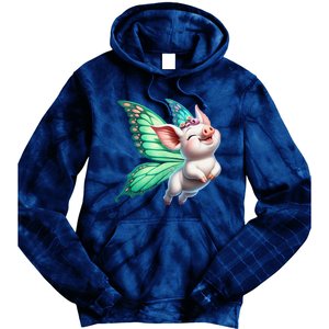 Happy Flying Pig With Butterfly Wings Fly Pig Lovers Tie Dye Hoodie