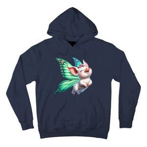 Happy Flying Pig With Butterfly Wings Fly Pig Lovers Tall Hoodie