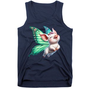 Happy Flying Pig With Butterfly Wings Fly Pig Lovers Tank Top