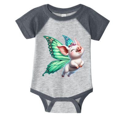 Happy Flying Pig With Butterfly Wings Fly Pig Lovers Infant Baby Jersey Bodysuit