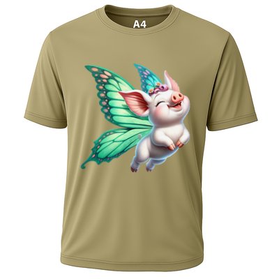 Happy Flying Pig With Butterfly Wings Fly Pig Lovers Performance Shirt
