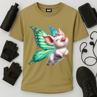 Happy Flying Pig With Butterfly Wings Fly Pig Lovers Performance Shirt