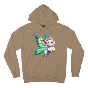 Happy Flying Pig With Butterfly Wings Fly Pig Lovers Hoodie