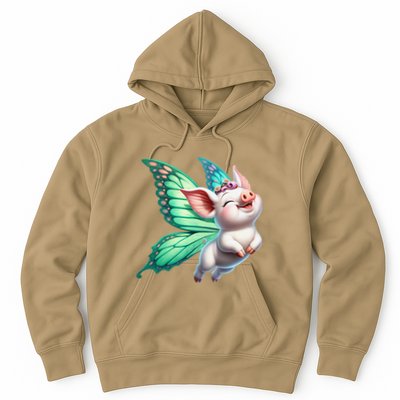 Happy Flying Pig With Butterfly Wings Fly Pig Lovers Hoodie