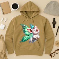 Happy Flying Pig With Butterfly Wings Fly Pig Lovers Hoodie