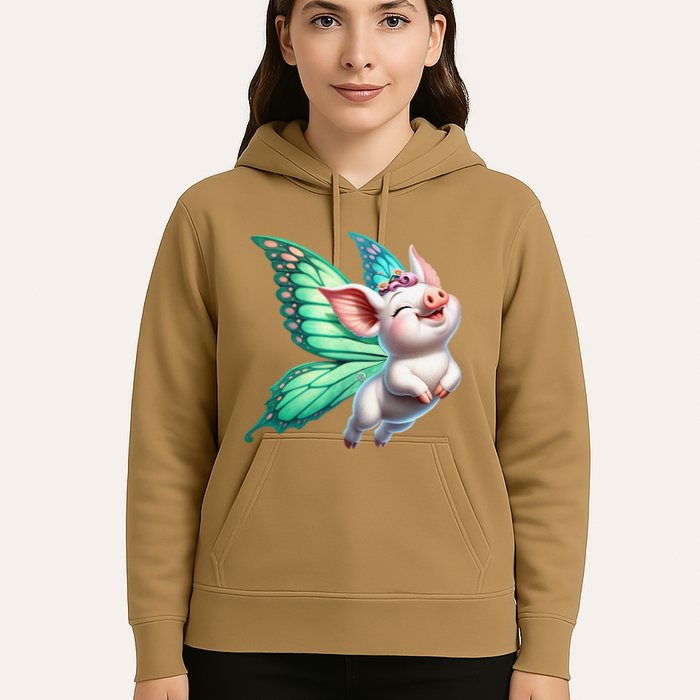 Happy Flying Pig With Butterfly Wings Fly Pig Lovers Hoodie