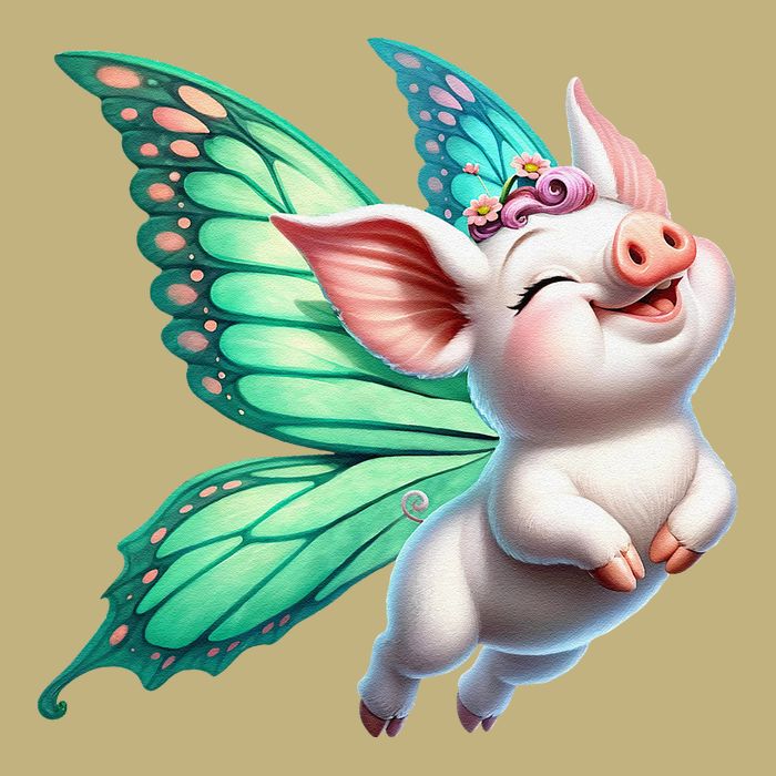 Happy Flying Pig With Butterfly Wings Fly Pig Lovers Hoodie
