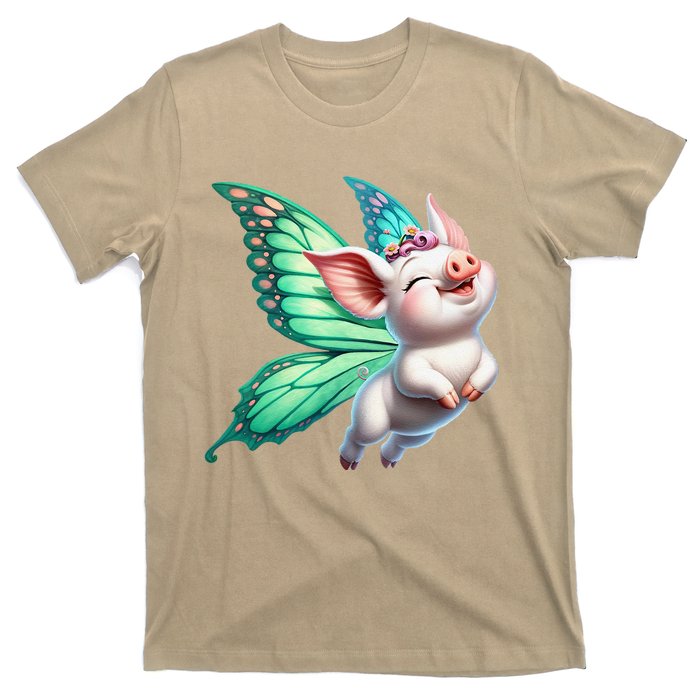 Happy Flying Pig With Butterfly Wings Fly Pig Lovers T-Shirt