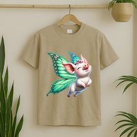 Happy Flying Pig With Butterfly Wings Fly Pig Lovers T-Shirt