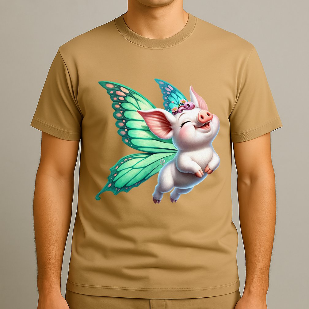 Happy Flying Pig With Butterfly Wings Fly Pig Lovers T-Shirt